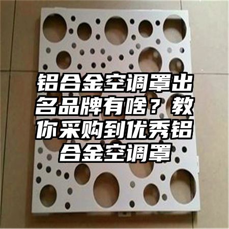 铝合金空调罩出名品牌有啥？教你采购到优秀铝合金空调罩